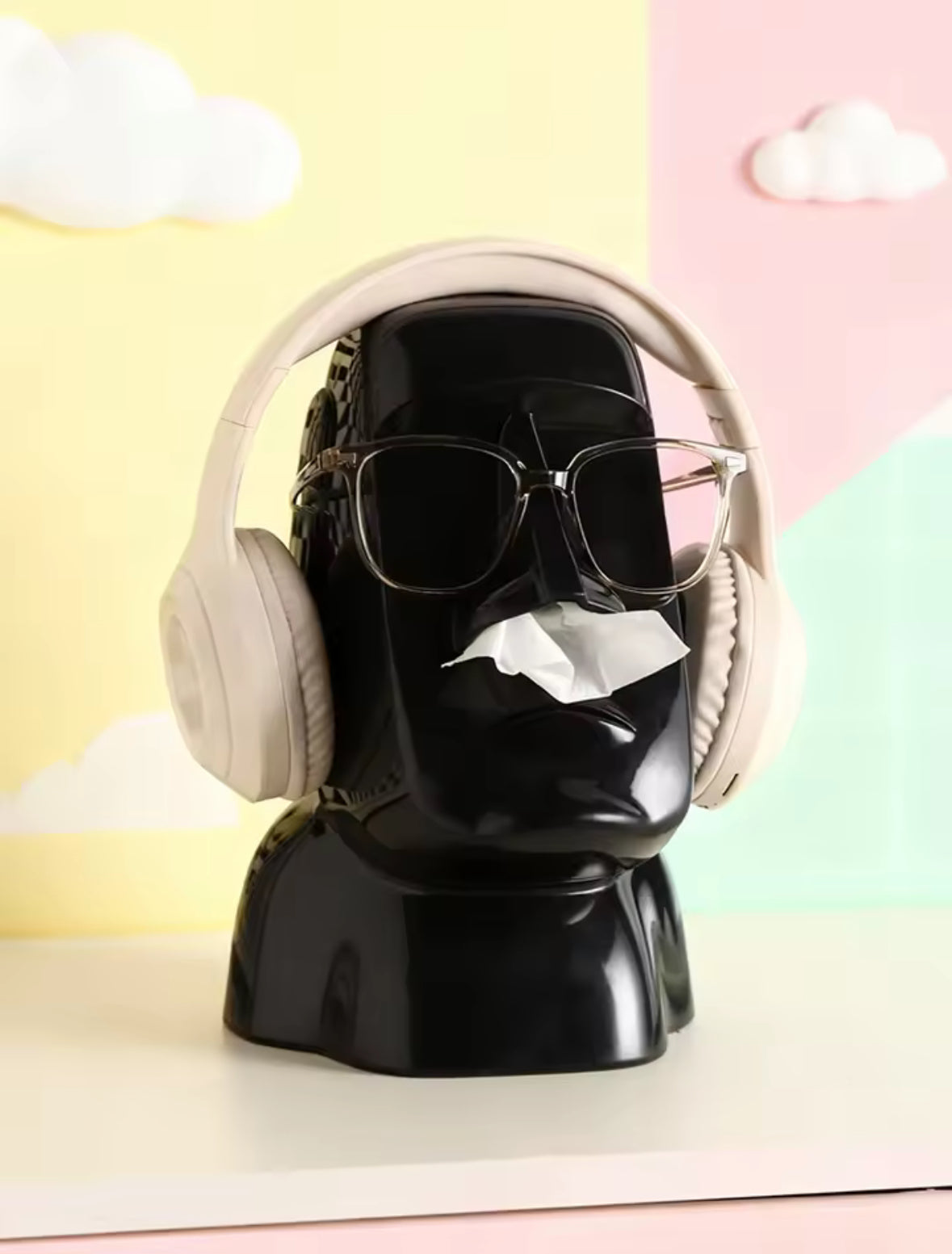 “The Moody Head" Statement Tissue Holder