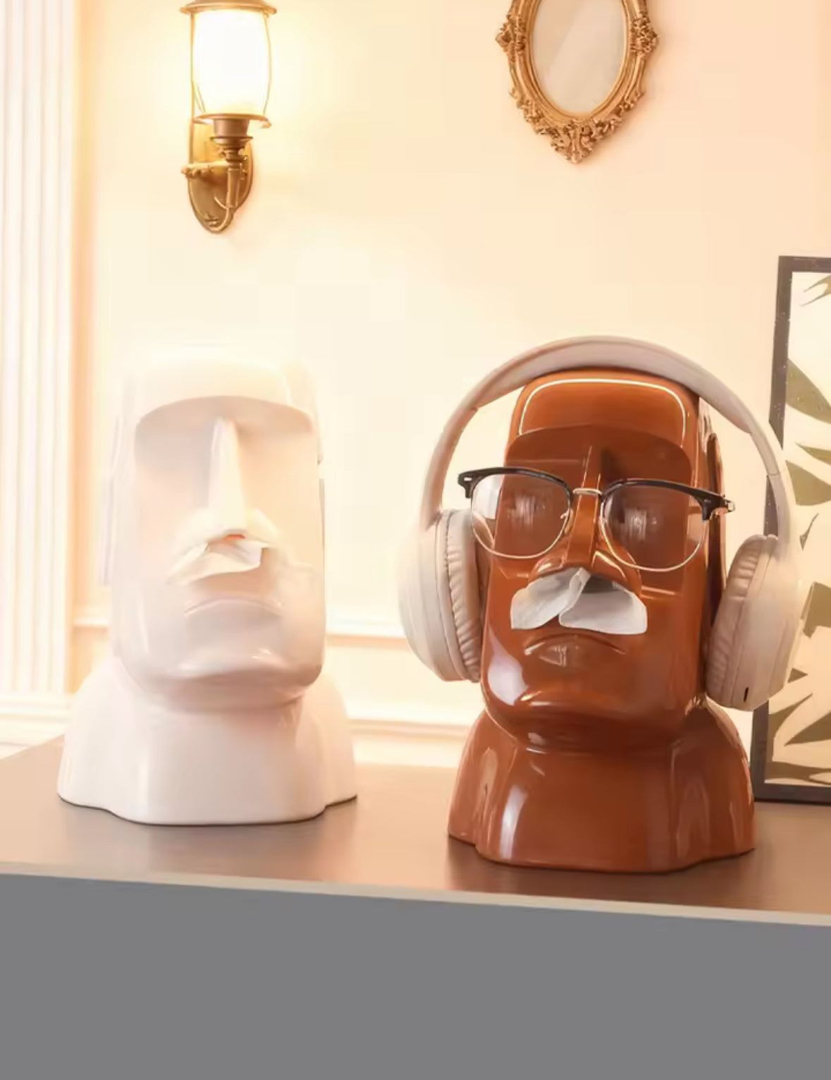 “The Moody Head" Statement Tissue Holder