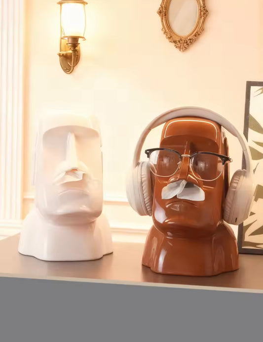“The Moody Head" Statement Tissue Holder
