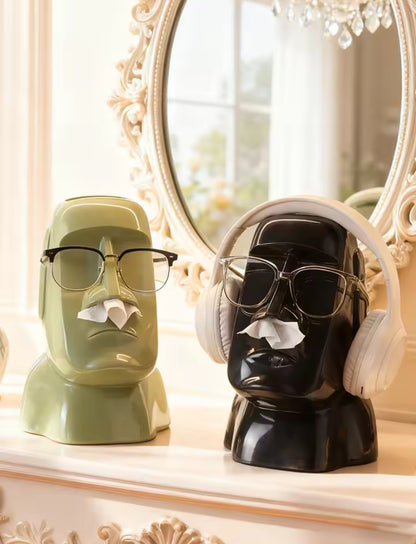 “The Moody Head" Statement Tissue Holder