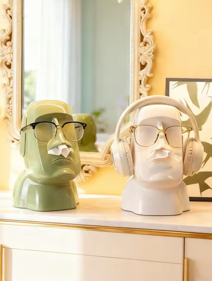 “The Moody Head" Statement Tissue Holder