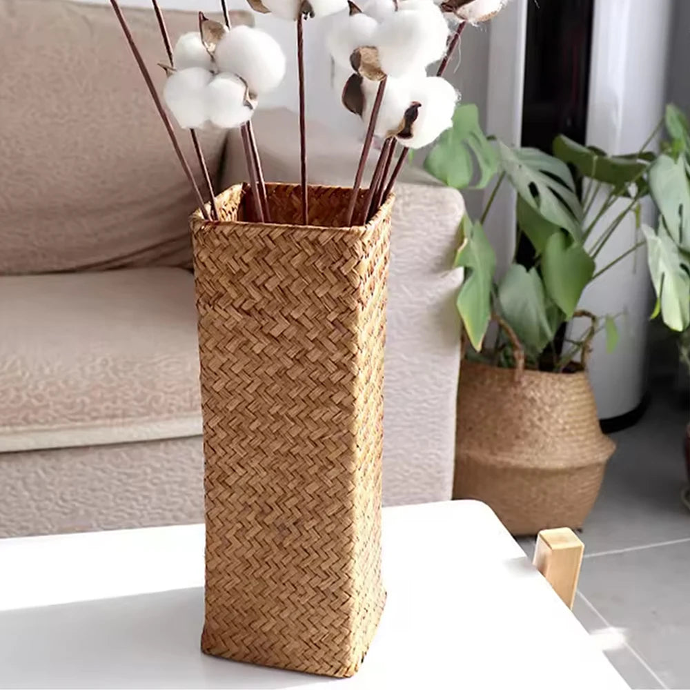 Natural Wicker Vase for Dried Flowers & Floral Arrangements