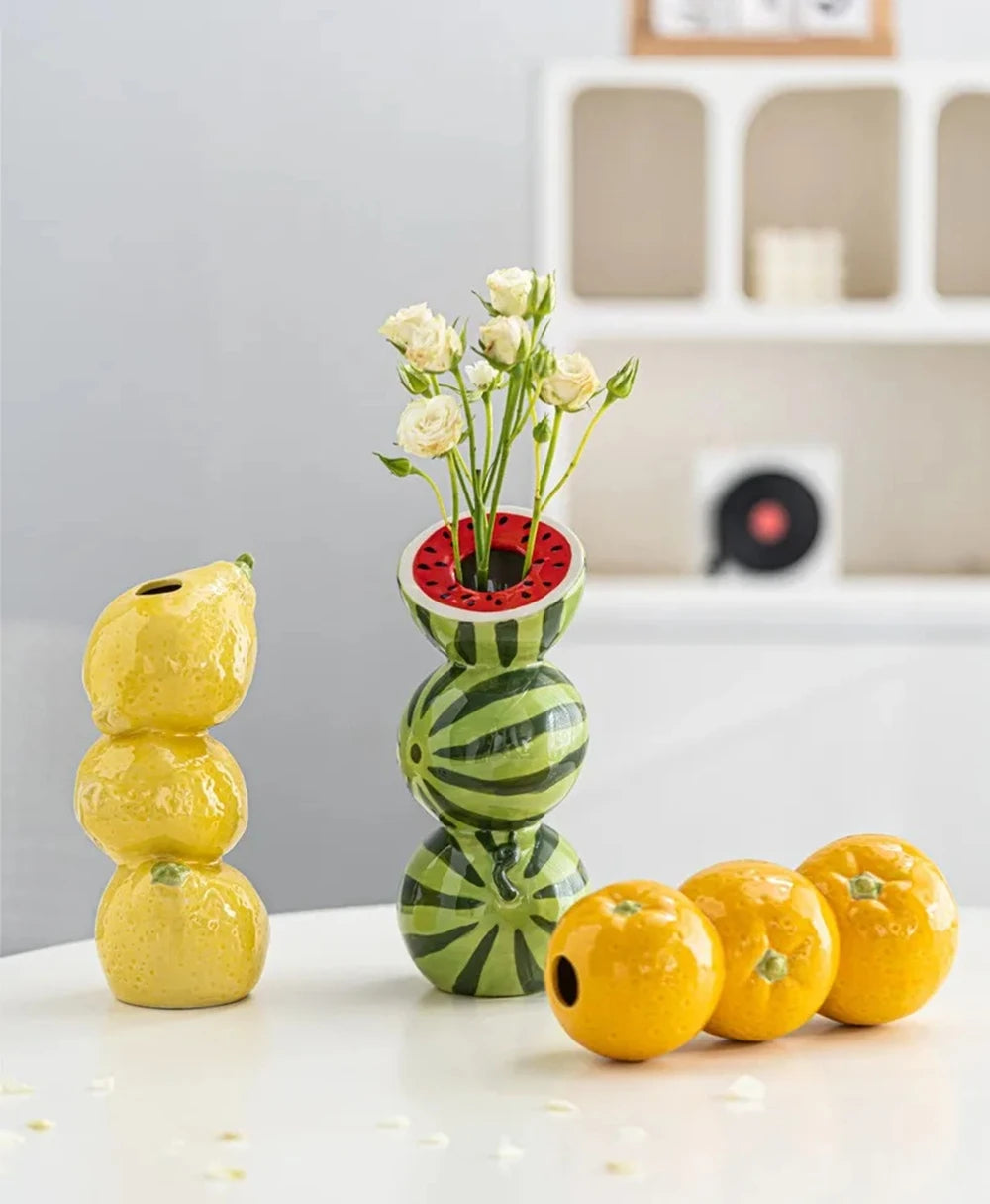 Stacked Fruit Statement Vase