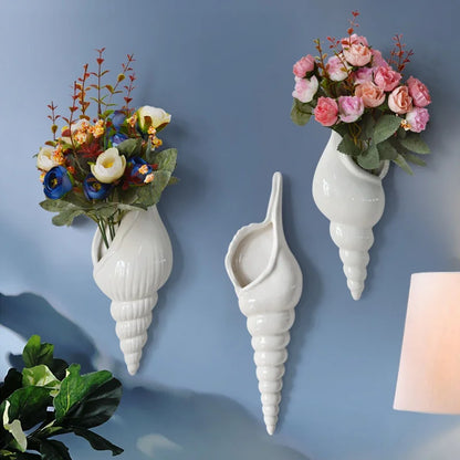 Ceramic Conch Wall Vase