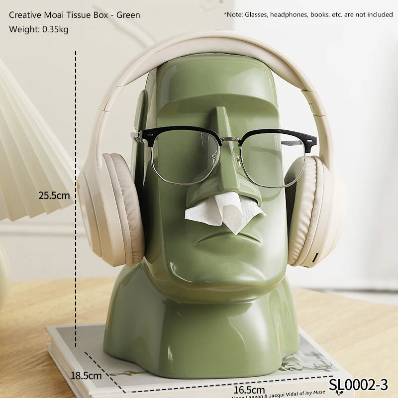 “The Moody Head" Statement Tissue Holder