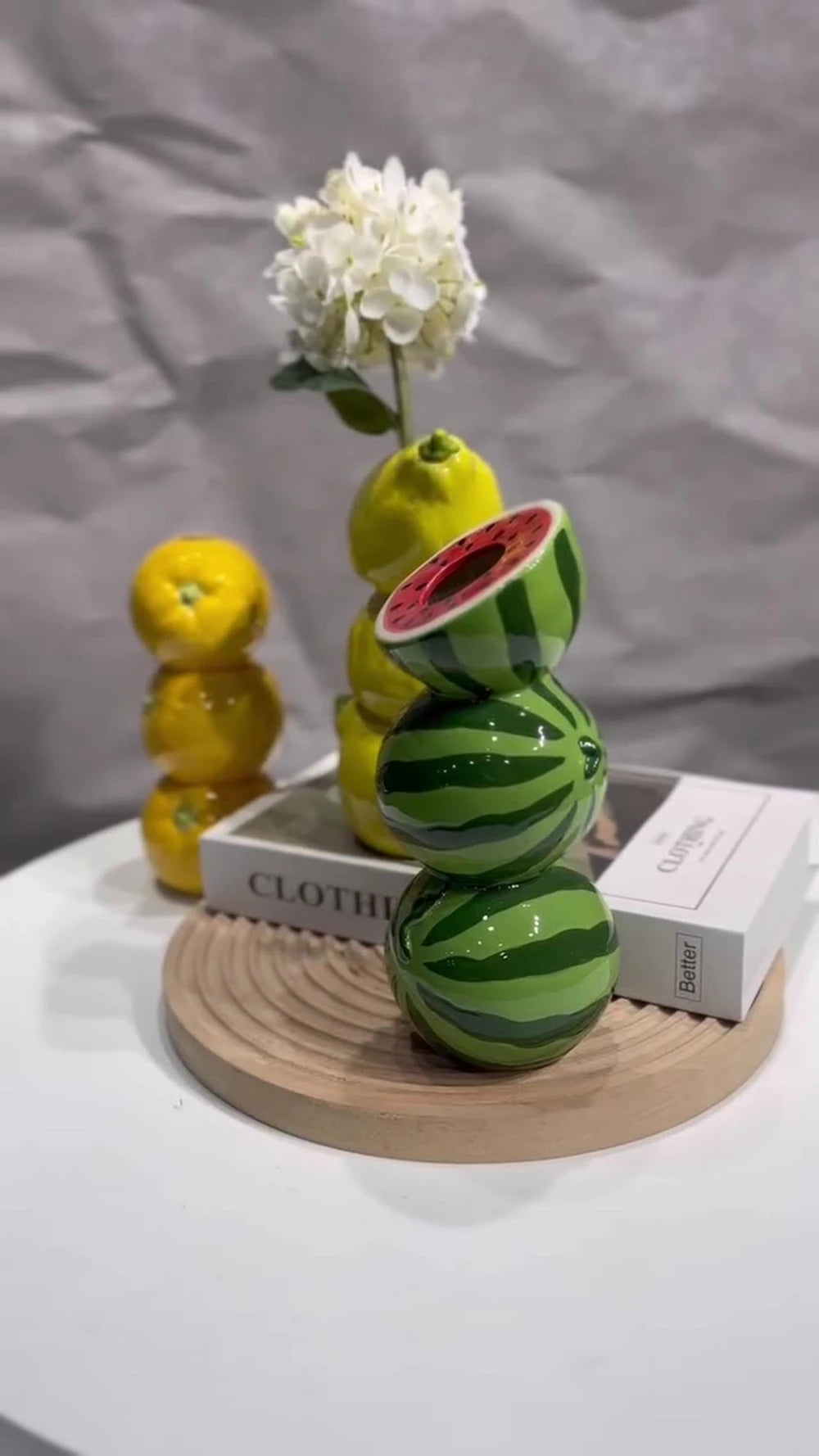 Stacked Fruit Statement Vase