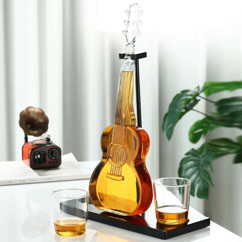🎸 Guitar Glass Decanter Set with Wooden Stand