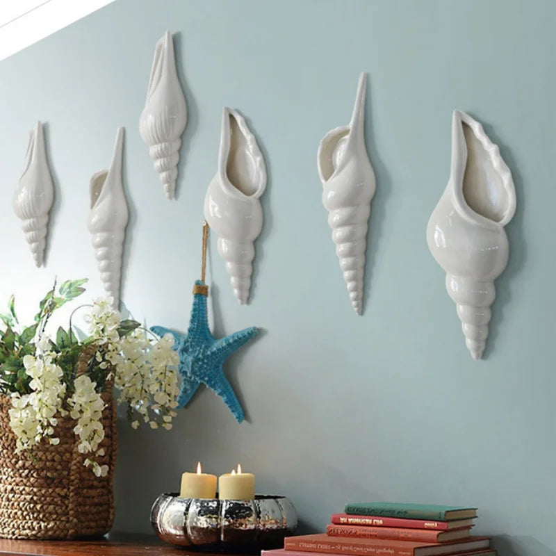 Ceramic Conch Wall Vase