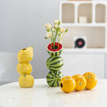 Stacked Fruit Statement Vase