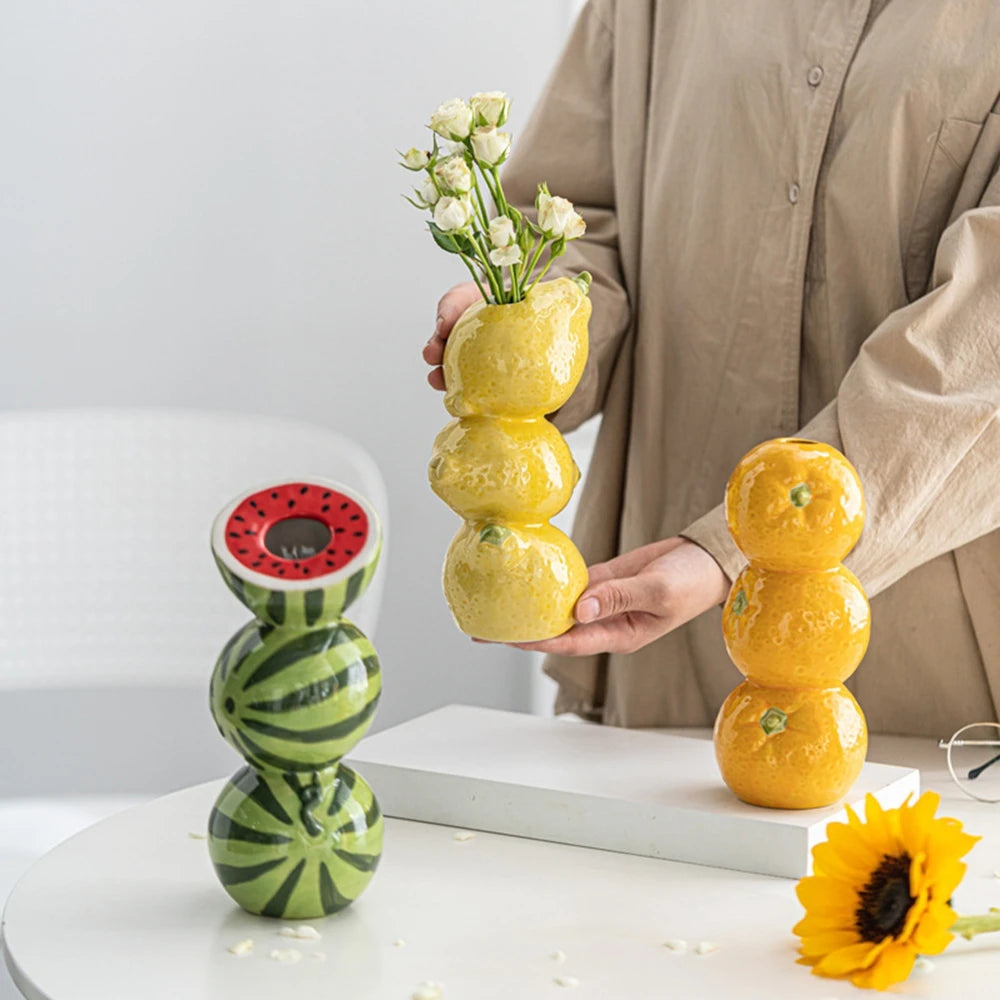 Stacked Fruit Statement Vase
