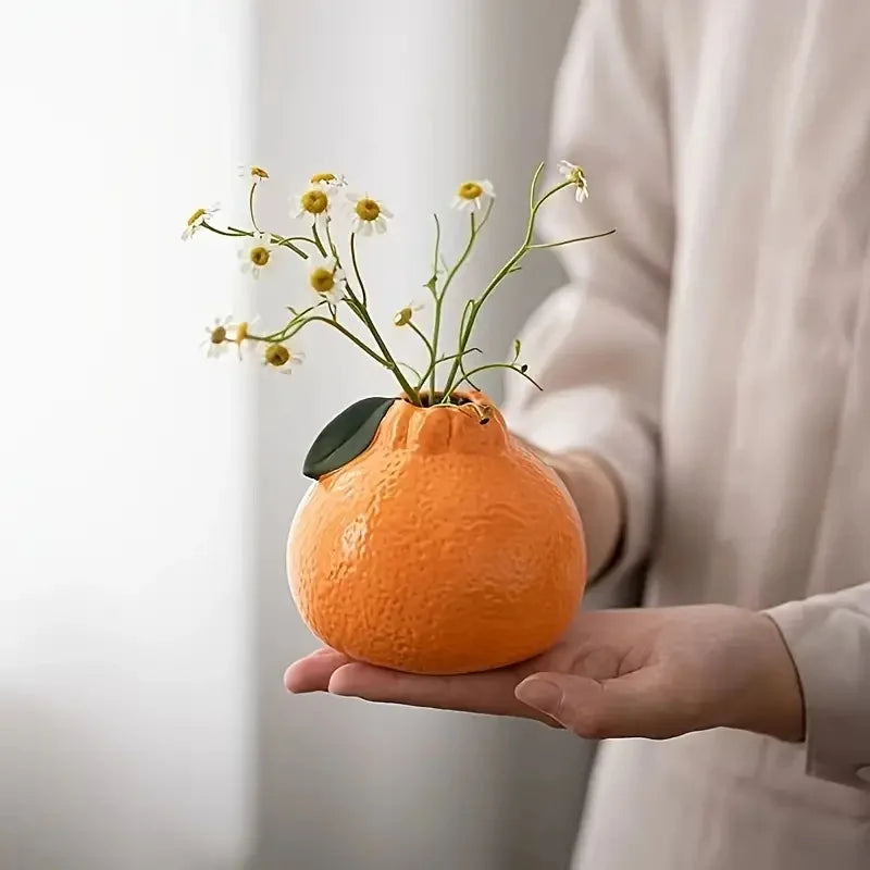 Juicy Orange Ceramic Vase | Minimalist Desk & Shelf Decor