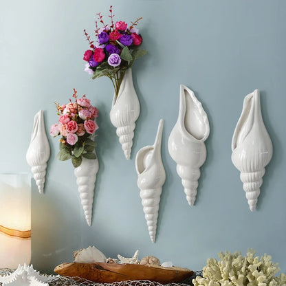 Ceramic Conch Wall Vase