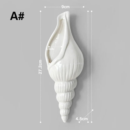 Ceramic Conch Wall Vase