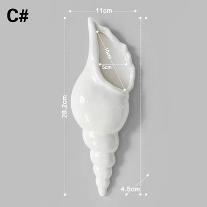 Ceramic Conch Wall Vase