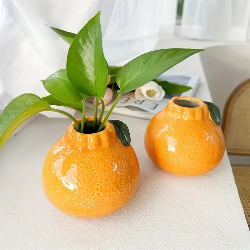 Juicy Orange Ceramic Vase | Minimalist Desk & Shelf Decor