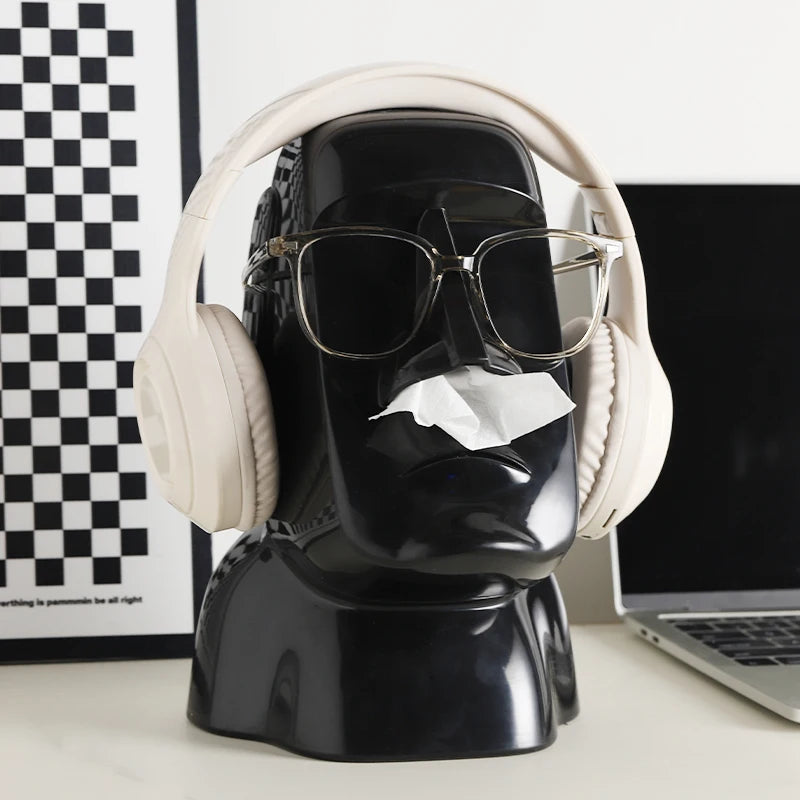 “The Moody Head" Statement Tissue Holder