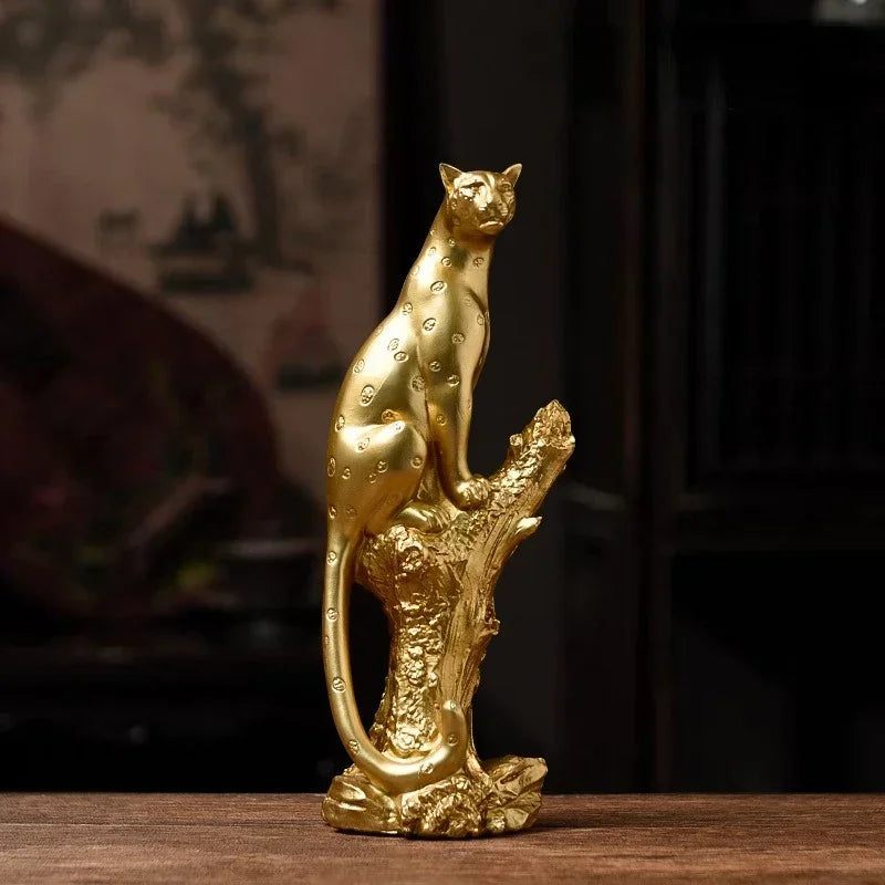 Golden Leopard Statement Sculpture
