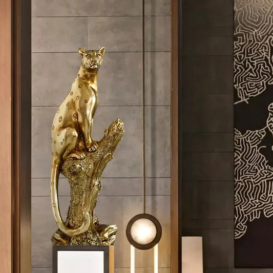 Golden Leopard Statement Sculpture