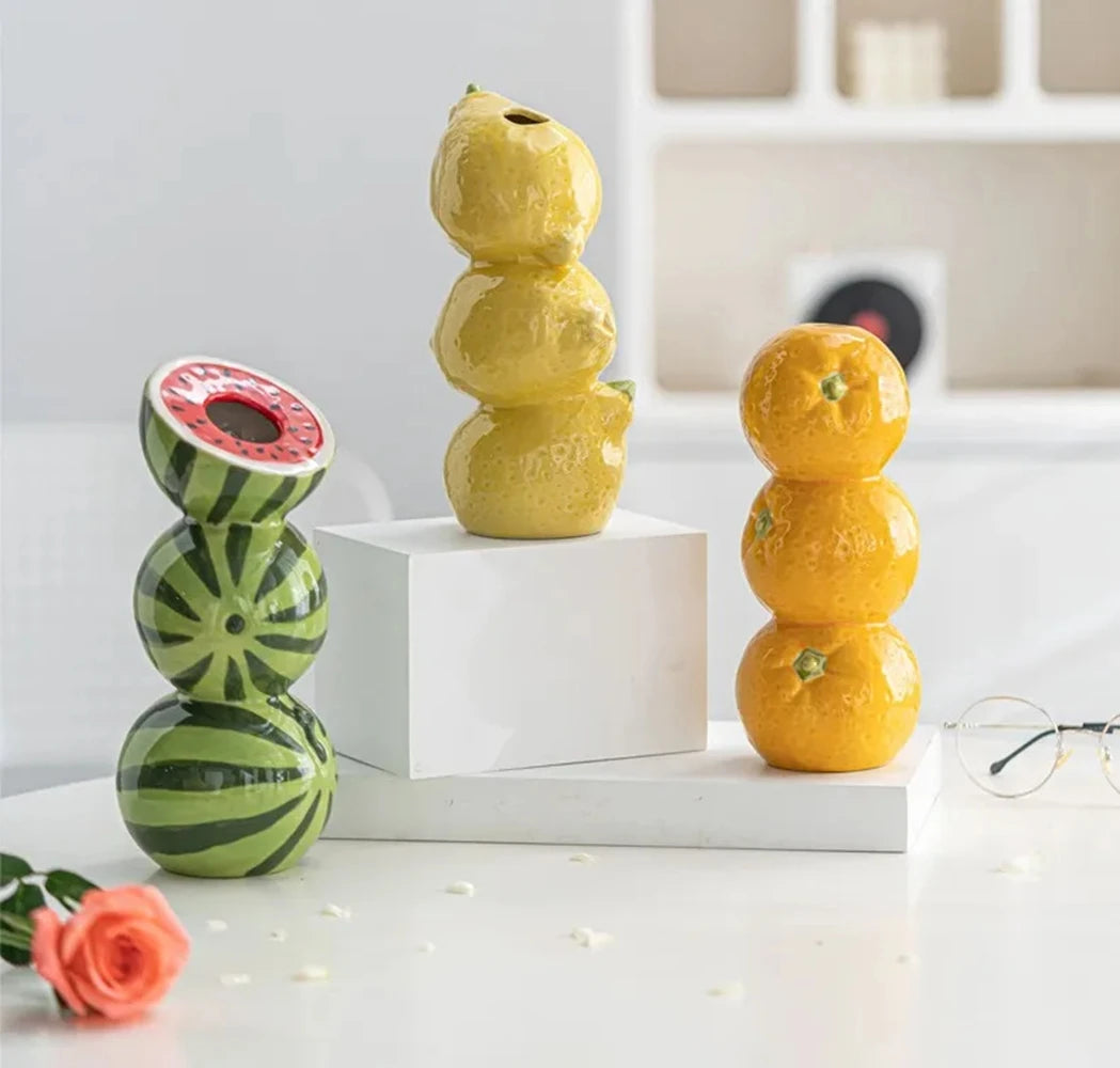 Stacked Fruit Statement Vase