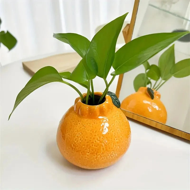 Juicy Orange Ceramic Vase | Minimalist Desk & Shelf Decor