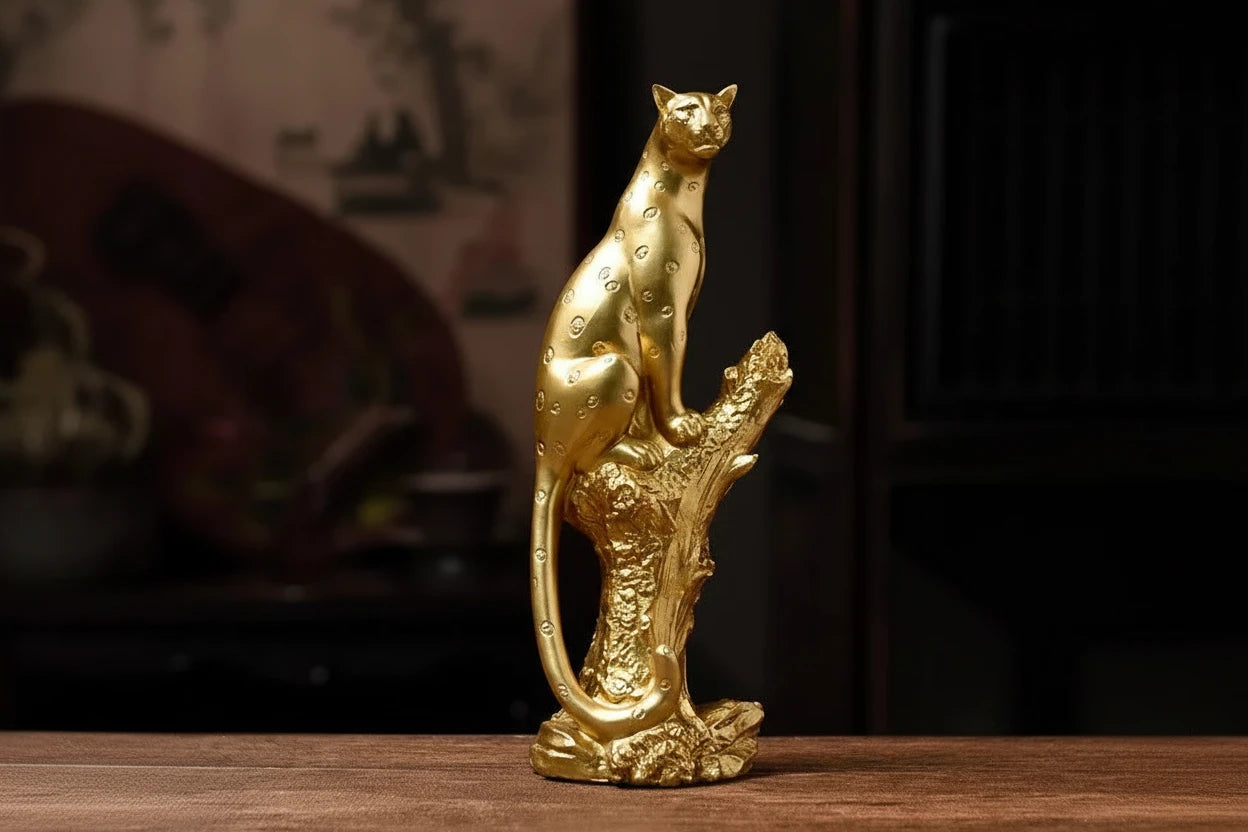 Golden Leopard Statement Sculpture