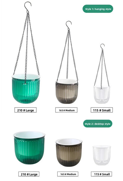 Self-Watering Hanging Glass-Look Planter