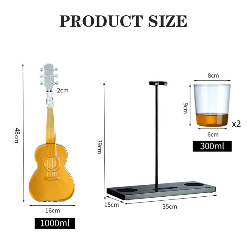 🎸 Guitar Glass Decanter Set with Wooden Stand