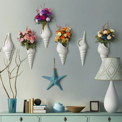 Ceramic Conch Wall Vase