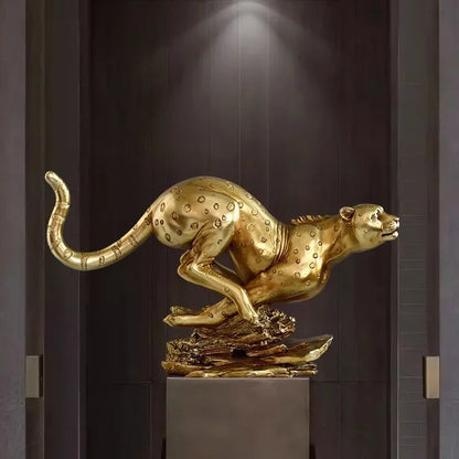 Golden Leopard Statement Sculpture