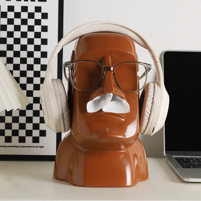 “The Moody Head" Statement Tissue Holder