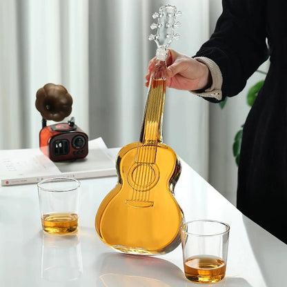 🎸 Guitar Glass Decanter Set with Wooden Stand