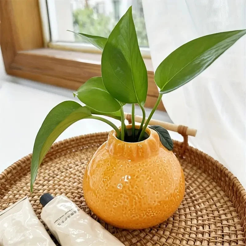 Juicy Orange Ceramic Vase | Minimalist Desk & Shelf Decor