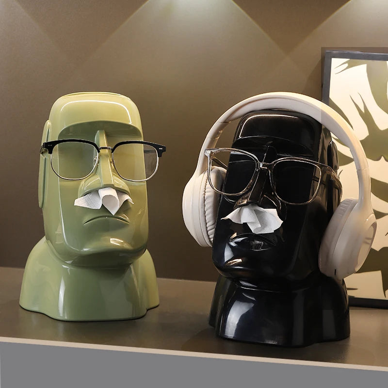 “The Moody Head" Statement Tissue Holder