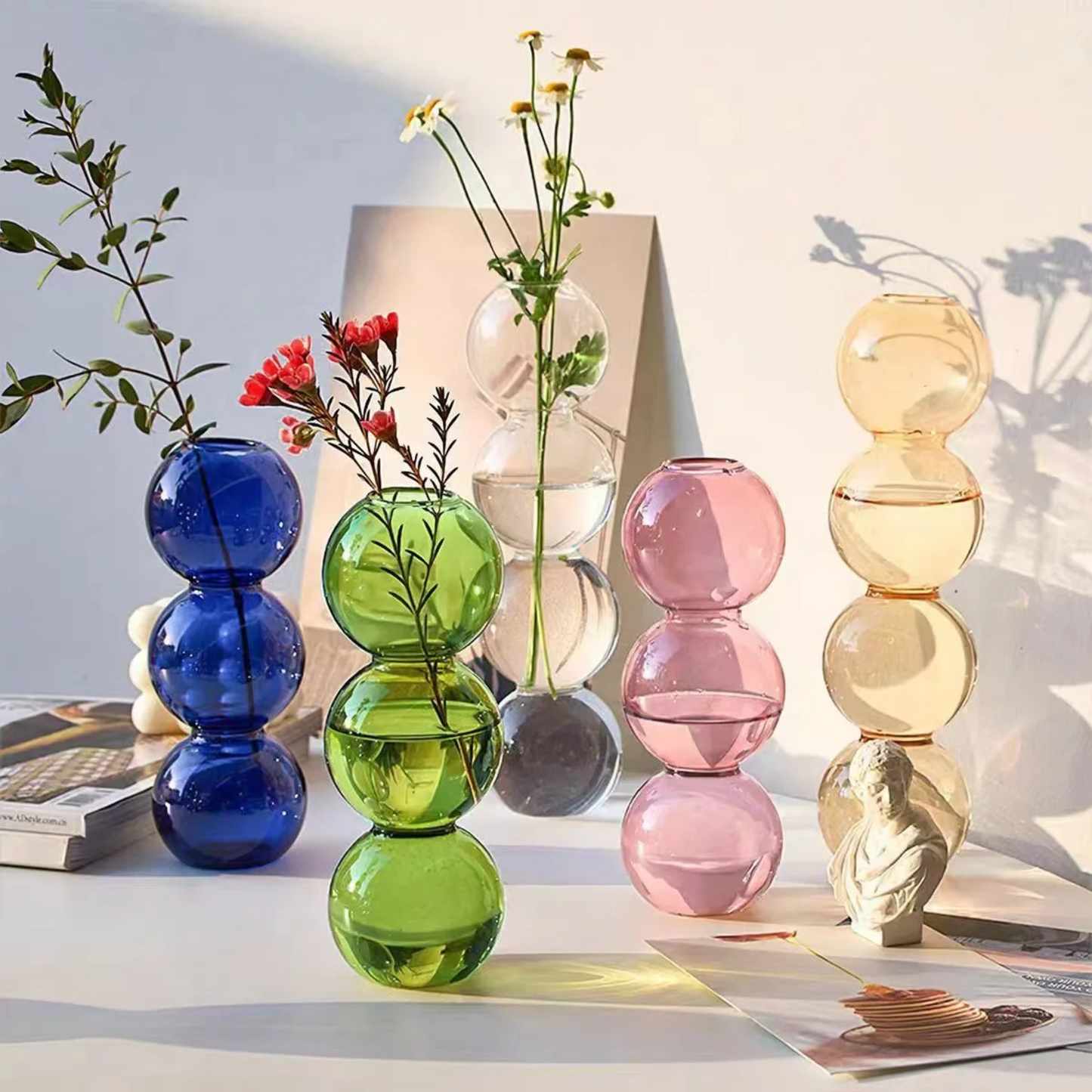 Stacked Bubble Glass Vas
